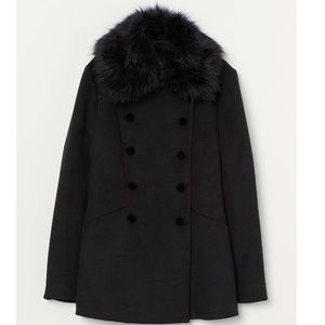 H&M Black Faux Fur Collar short Coat